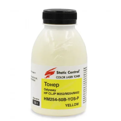 Тонер HP CLJP M252/M254/M452 50г yellow, фасовка Static Control (HM254-50B-YOS-P)