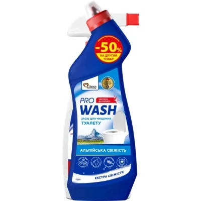 Набір побутової хімії Pro Wash Засіб для чищення унітазу Альпійська свіжість 750 г + Засіб для видалення жиру 500 г (4262396149039)
