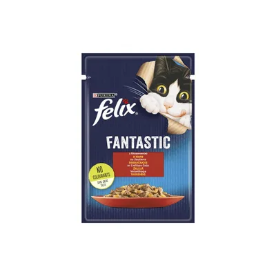 Вологий корм для кішок Purina Felix Fantastic з яловичиною в желе 85 г (7613039838624) (упаковка 26 шт)