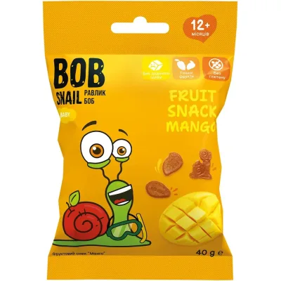 Дитячі снеки Bob Snail фруктові манго 40 г (1740862)
