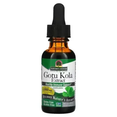 Трави Nature's Answer Готу кола, Екстракт без спирту, 2000 мг, Gotu Kola Extract, Alcohol-Free, (NTA-00632)