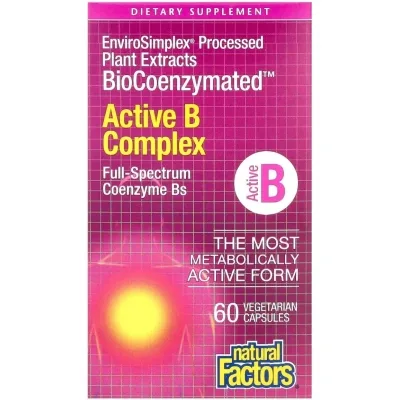 Вітамінно-мінеральний комплекс Natural Factors Активний комплекс вітамінів B, BioCoenzymated, Active B Complex, 60 вег (NFS-01132)