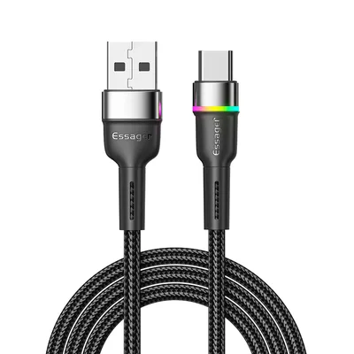 Дата кабель USB 2.0 AM to USB-C 2.0m 3A LED black Essager (EXCT-XCDA01)
