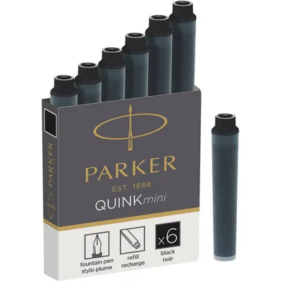 Чорнило для пір'яних ручок Parker Картриджі Quink Mini /6шт чорний (11 510BK)