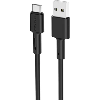 Дата кабель USB 2.0 AM to USB-C 1.0m 3A silicone BX31 black BOROFONE (6931474710390)