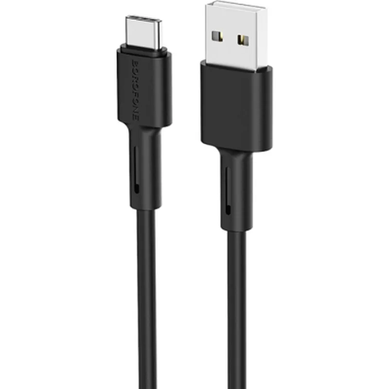 Дата кабель USB 2.0 AM to USB-C 1.0m 3A silicone BX31 black BOROFONE (6931474710390)
