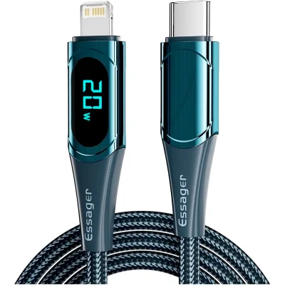 Дата кабель USB-C to Lightning 1.0m 20W Digital Display blue Essager (EXCTL-YD03)