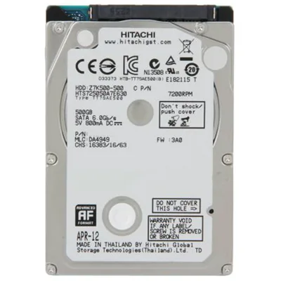 Жорсткий диск для ноутбука 2.5" 500GB WDC Hitachi HGST (0J38075 / HTS725050A7E630)