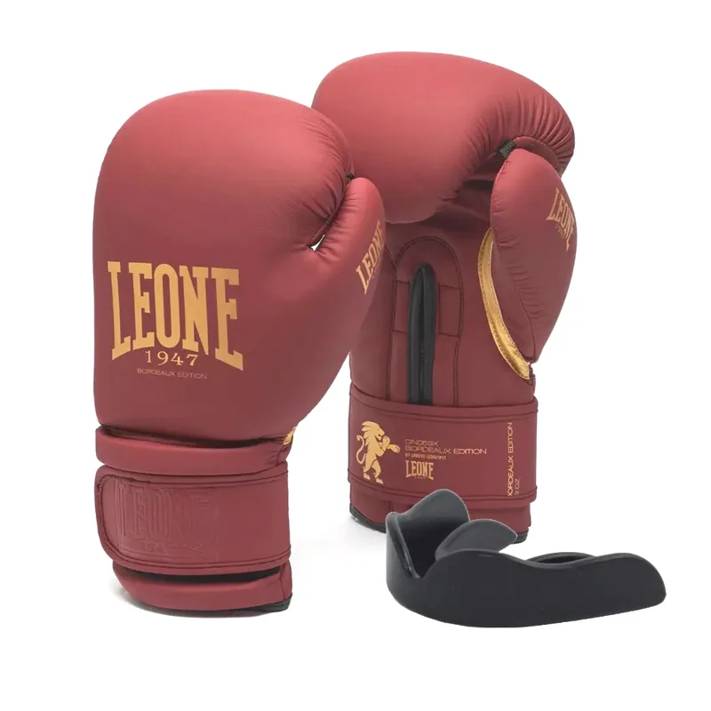 Боксерські рукавички Leone GN059X Bordeaux ED 14 унцій (капа в комплекті) (GN059X_BORDEAUX_14oz)
