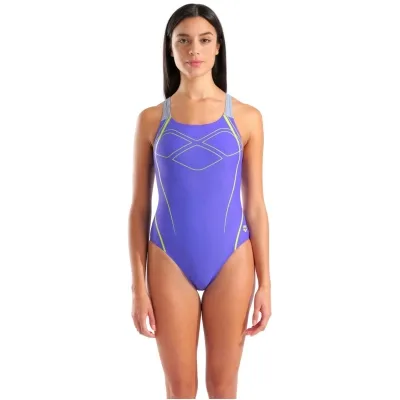 Купальник Arena Graphic Swimsuit Swim Pro Back 009024-850 синій, жовтий 42 (3468337621560)