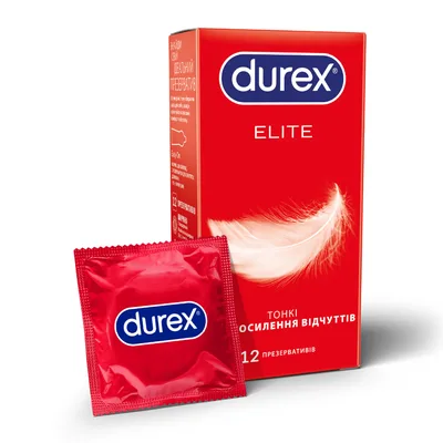 Презервативи Durex Elite латексні з силіконовою змазкою (тонкі) 12 шт. (5010232954229)