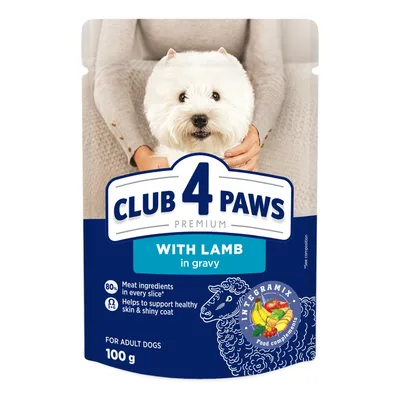 Вологий корм для собак Club 4 Paws для малих порід з ягням у соусі 100 г (4820215363464) (упаковка 24 шт)