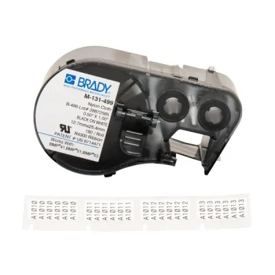 Стрічка для принтера етикеток Brady M-131-499, вирубні, 25.40×12.70 mm, 180 шт, black on white, нейлон (143350)