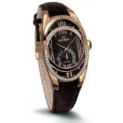 Наручний годинник Seculus 1668.2.1064 brown, pvd-r cz stones, brown leather