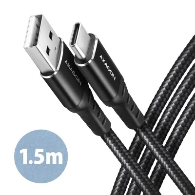 Дата кабель USB 2.0 AM to USB-C 1.5m black AXAGON (BUCM-AM15AB)