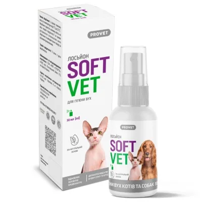 Лосьйон для тварин ProVET SOFTVET для гігієни вух котів і собак 30 мл (4823082440092)