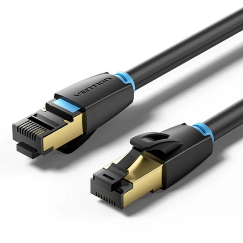 Патч-корд 8м, S/FTP cat 8 RJ-45 black Vention (IKKBK)