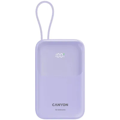 Батарея універсальна Canyon 10000mAh OnPower 101 PD/22.5W built-in cable Purple (CNS-CPB101PU)