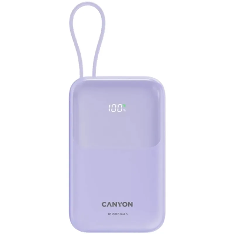 Батарея універсальна Canyon 10000mAh OnPower 101 PD/22.5W built-in cable Purple (CNS-CPB101PU)