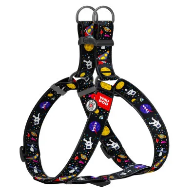 Шлея для собак WAUDOG Nylon з QR паспортом "NASA" пластиковий фастекс XL (324-0047)