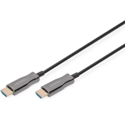 Кабель мультимедійний HDMI M to HDMI M 10m 4K AOC hybrid-fiber black Digitus (AK-330125-100-S)