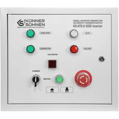 Автоматичне введення резерву (АВР) Konner&Sohnen KS ATS 4/63D-Inverter, 230/400В, 230В 14,5кВт, 63А, 400В 41,5кВт (KSATS4/63D-INVERTER)