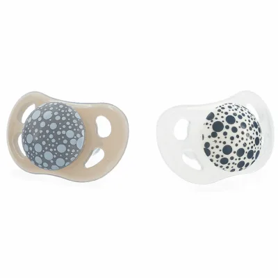 Пустушка Twistshake Pastel Grey White (2шт) 0-6 міс, силіконова (78594)
