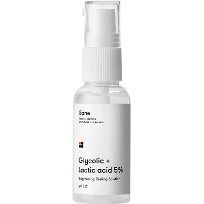 Пілінг для обличчя Sane Brightening Peeling Solution З гліколевою й молочною кислотою 5% 30 мл (4820266830410)