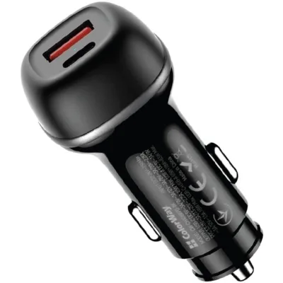 Зарядний пристрій ColorWay USB-C PD65W + USB QC3.0 car adapter (CW-CHA068PD-BK)