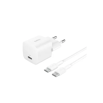 Зарядний пристрій Belkin USB-C PD25W PD3.1 + cable USB-C to USB-C 1.0m white (WCA012KQ1MWH-B6)