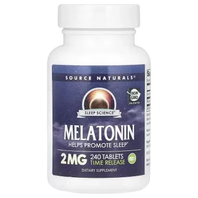 Вітамінно-мінеральний комплекс Source Naturals Мелатонін повільного вивільнення, 2 мг, Melatonin, 240 табл. (SNS-00064)