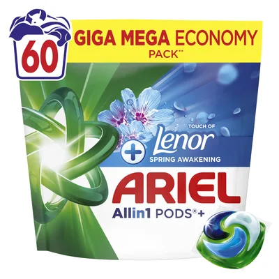 Капсули для прання Ariel Pods+ All-in-1 Touch of Lenor Пробудження весни 60 шт. (8006530203593)
