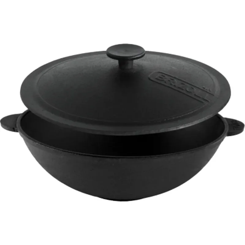 Сковорода Brizoll чавунна WOK з чавунною кришкою 4,7 л 300х103 мм (W30-1)