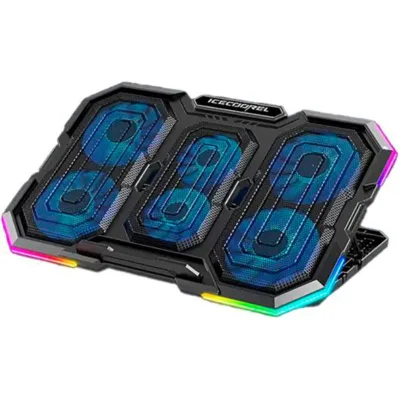 Підставка до ноутбука IceCoorel 14-18", 4*95mm 1200 RPM + 2*70mm 2500 RPM, 2*USB, 400x260x30mm, RGB (N6)