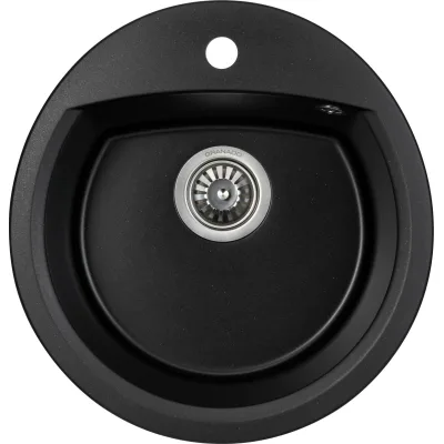 Мийка кухонна GRANADO RONDA black shine з сифоном (470*490mm.) (gr2201)