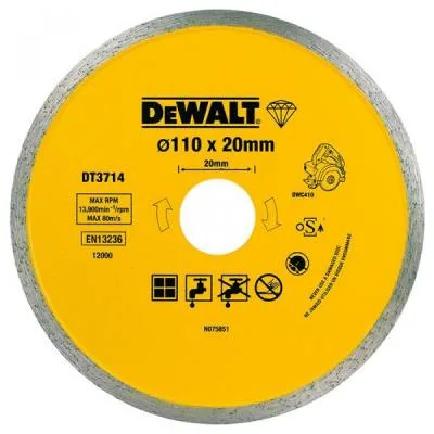 Диск відрізний DeWALT алмазний по кераміці 110х1.6х20.0мм (DT3714)