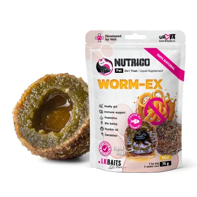 Ласощі для собак LK Baits Pet Nutrigo Worm-Ex Mini для дрібних порід з рослинним комплексом для кишківника (Ø 15 мм) 75 г (7777027)