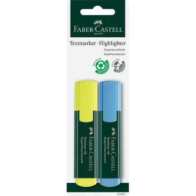 Набір маркерів Faber-Castell текстовий Textliner 48 Superfluorescent, колір жовтий і блакитний 2 шт в блістері (33022)