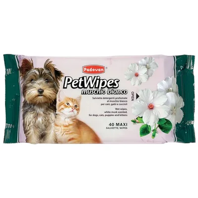Вологі серветки для тварин Padovan Pet Wipes Muschio Bianco 40 шт (8001254004631)