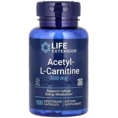 Вітамінно-мінеральний комплекс Life Extension Ацетил L-карнітин, 500 мг, Acetyl-L-Carnitine, 100 вегетаріанських до (LEX-15241)