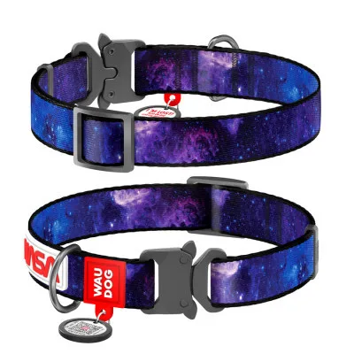 Нашийник для тварин WAUDOG Nylon з QR-паспортом "NASA21" металева пряжка-фастекс XL (4508-0148)