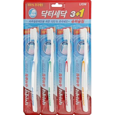 Зубна щітка Lion Dr. Sedoc Super Slim для слабких ясен 3+1 шт. (8806325602996)