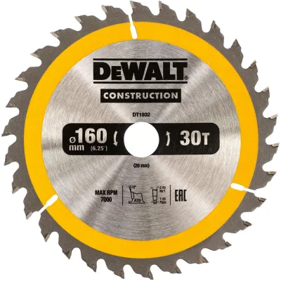 Диск пильний DeWALT СONSTRUCTION , 160 х 20 мм, 30 z, АТВ, 10 градусів (DT1932)