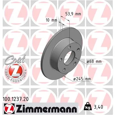 Гальмівний диск ZIMMERMANN 100.1237.20 (упаковка 2 шт)