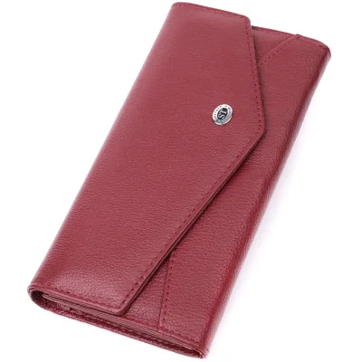 Гаманець ST Leather З натуральної шкіри Бордовий (22547)