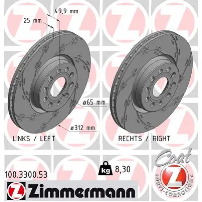 Гальмівний диск ZIMMERMANN 100.3300.53