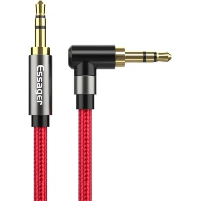 Кабель мультимедійний 3.5mm M to 3.5mm M 1.5m 90° corner red Essager (EYP35-WTA09)