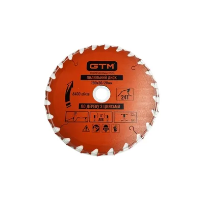Круг відрізний GTM 190×30мм, 24 зуби, по дереву з цвяхами (SBW-19024N)