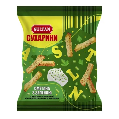Сухарики Sultan зі смаком сметана з зеленню 90 г (slt.51066)