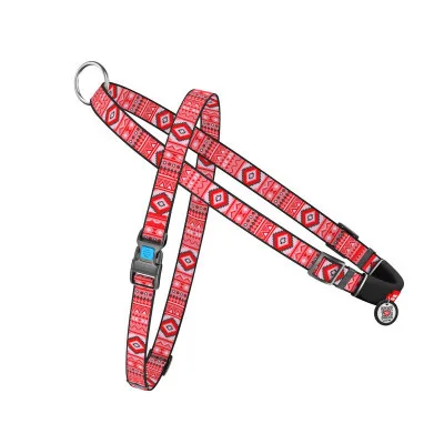 Шлея для собак WAUDOG Nylon з QR-паспортом "Етно червоний" S (5477)